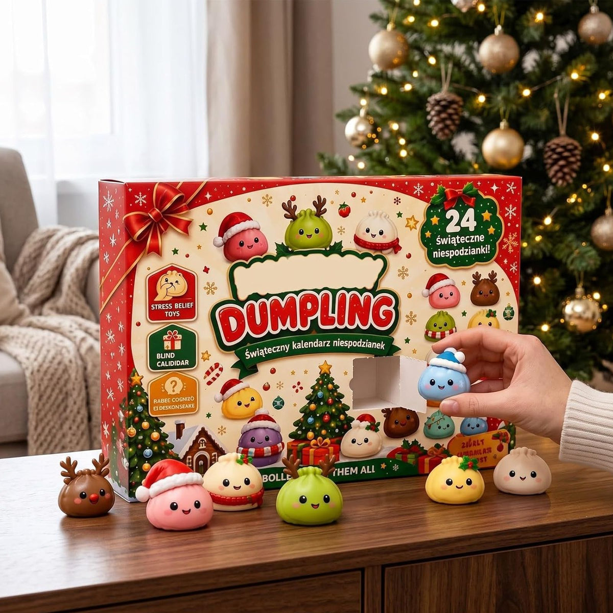 2026 Christmas Squishy Advent Calendar – 24-Day Dumpling Fidget Toy for Kids