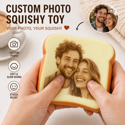 Personalized Photo Toast Squishy Toy, Custom Face Bread Stress Relief Fidget Toy, Cute Memory Gift For Friends, Couples And Pet Lovers