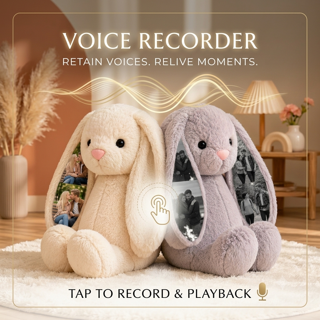 Personalized Voice Recording Bunny Plush – Custom Photo & Sound Gift