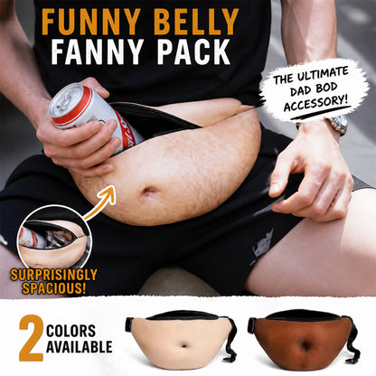 Funny Body Print Fanny Pack – Realistic Abs & Belly Waist Bag, Novelty Joke Gift for Friends