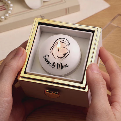 Caja de música con vela para pastel: regalo personalizado con foto y texto