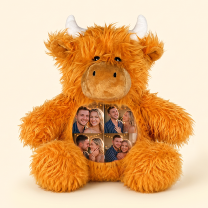 Personalized Highland Cow Plush – Custom 4-Photo Gift